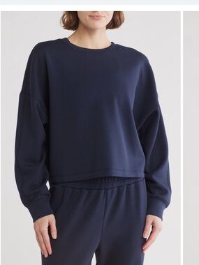 Z by Zella Navy Whisper Knit Easy Crew Sweatshirt - L